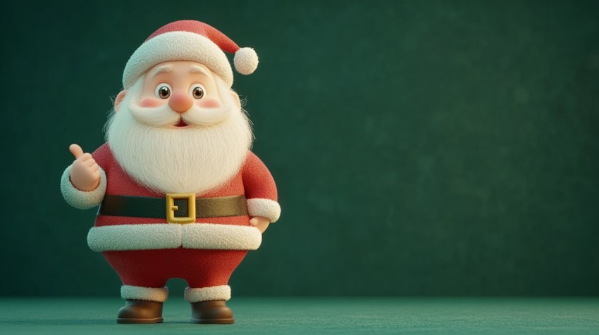 3D Cartoon Santa Claus with Text Space Background