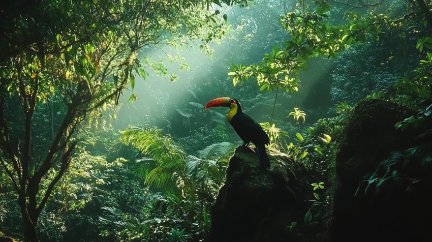 Toucan in the Forest Phone Photography, Raw Style