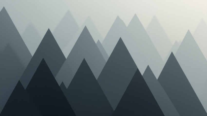 Abstract Geometric Mountain Silhouettes in Shades of Gray