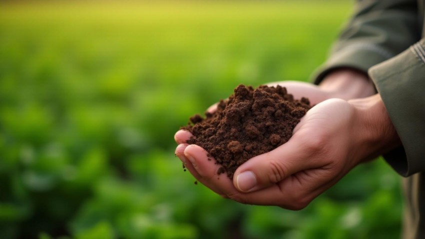 Farmer's Hand Testing Soil Quality