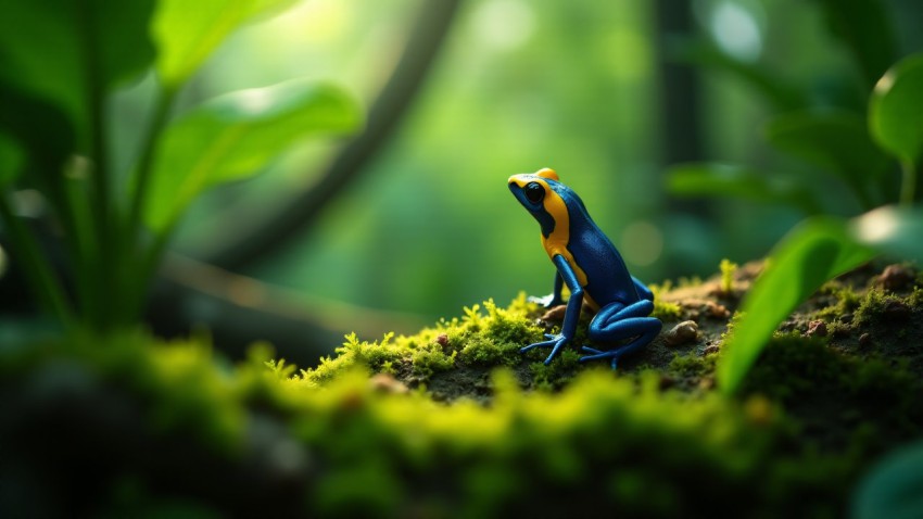 Vibrant Poison Dart Frog in Tropical Rainforest