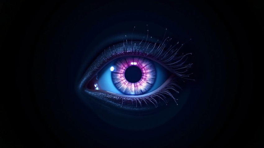 AI Digital Eye with Glowing Circuitry Iris