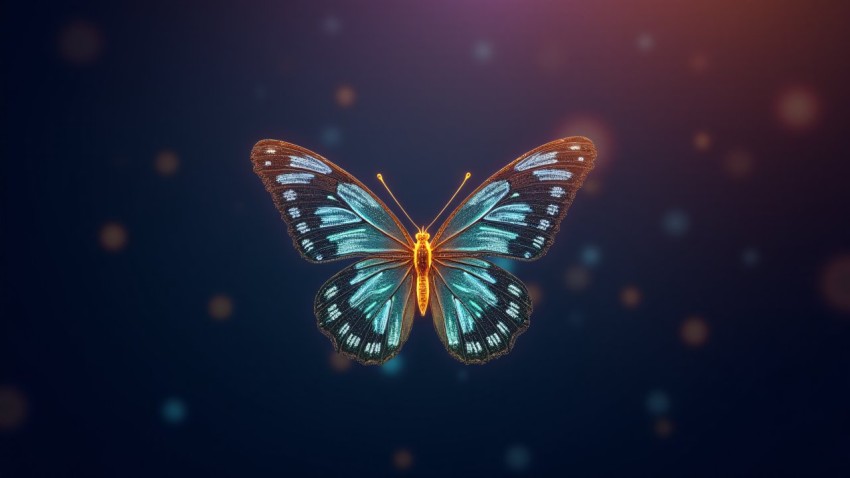 Butterfly with Circuit Board Patterned Technological Wings