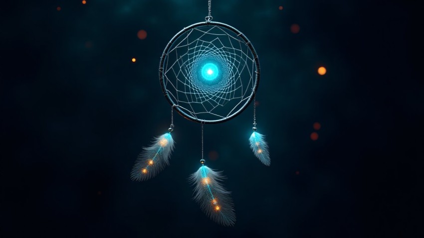 Digital Dreamcatcher with Glowing Circuits and Fiber Optics