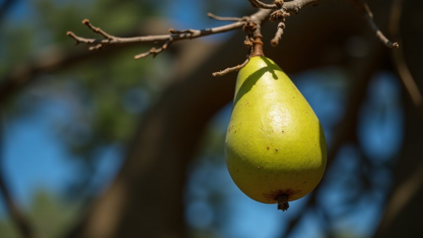 Baobab Fruit Hanging on Branch