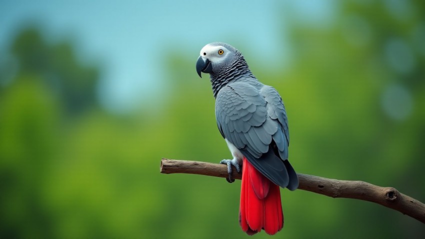 African Grey Parrot on Branch