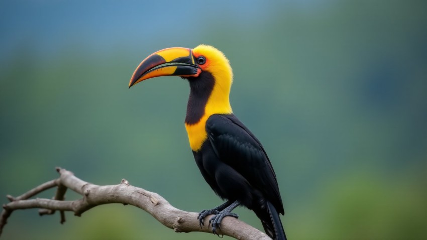 African Hornbill Perched on Branch