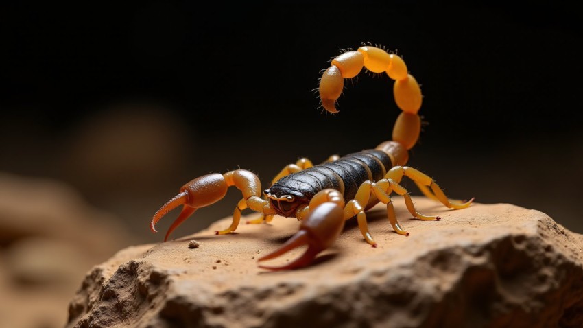 African Scorpion Resting on Rock