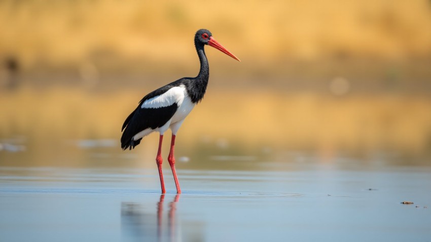 Saddle-Billed Stork Standing Gracefully in African Wetlands