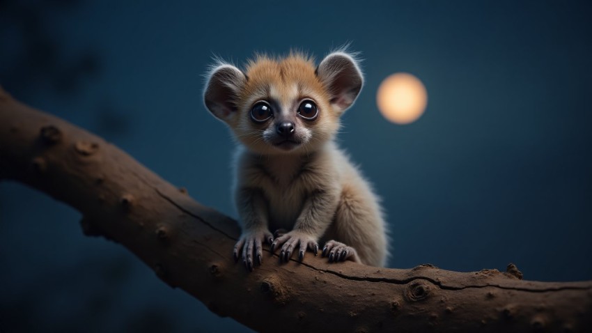 African Bush Baby on Tree Branch