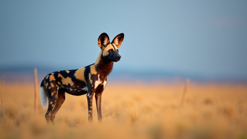 African Wild Dog Standing Alert