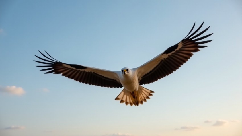 African Fish Eagle Soaring Above Clear Sky