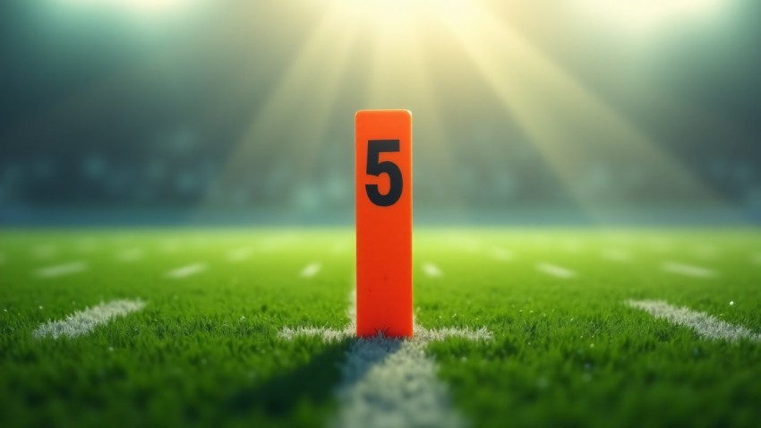 Football Yard Marker Standing Alone