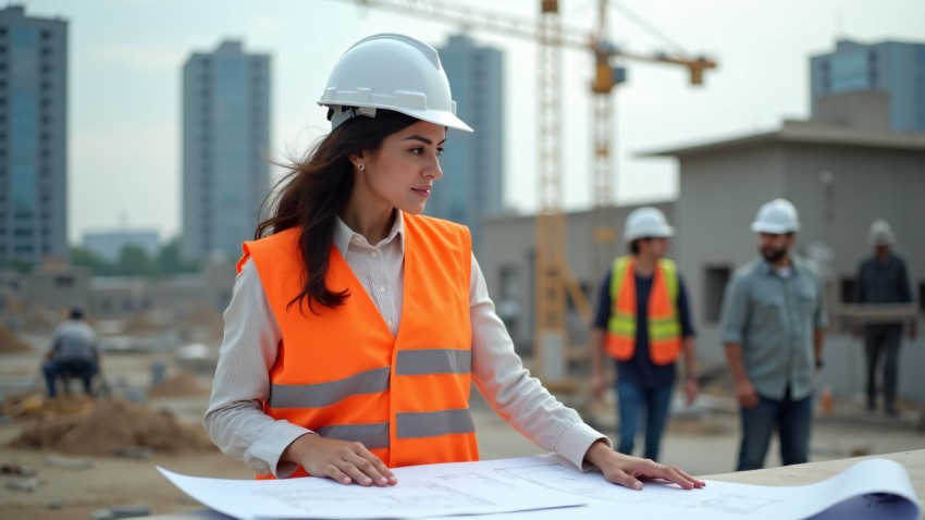 Middle Eastern Female Project Manager Overseeing Construction Site