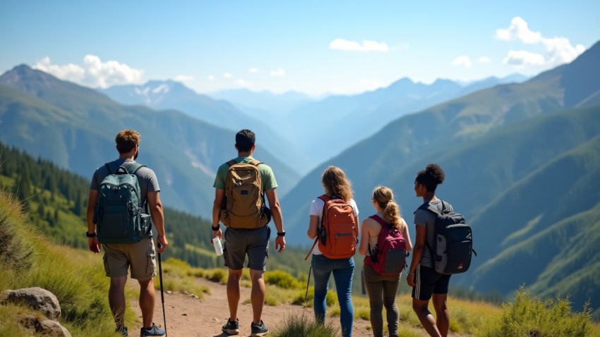 Hiking in National Park with Diverse Group