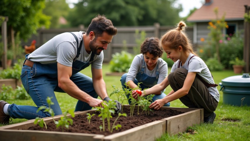 Home Gardening and Sustainable Living in Backyard