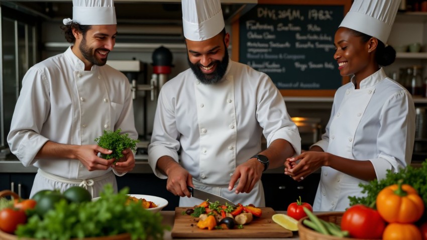 Farm-to-Table Chefs Preparing Fresh Organic Dishes