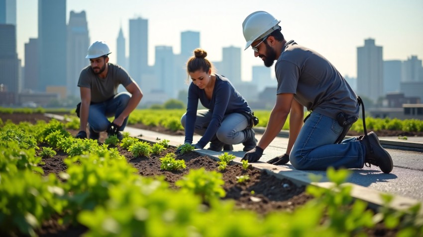 Green Roof Installation by Diverse Team of Architects