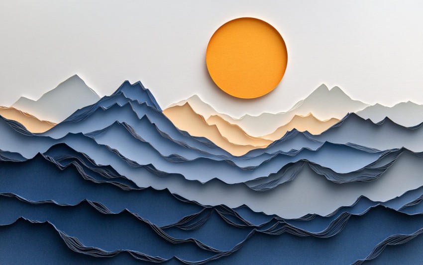 Letterpress Laser Cut Himalayas Silhouette with Rising Sun