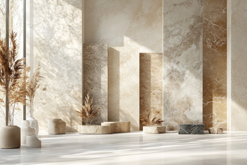 Elegant Marble Wall Tiles with Earthy Tones