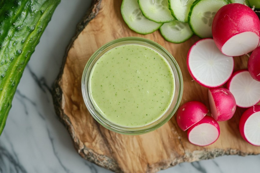 Green Ranch Dressing with Fresh Veggie Sides