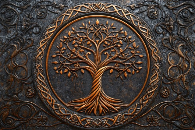 Celtic Tree of Life Metal Art Relief