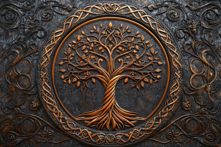 Celtic Tree of Life Metal Art Relief