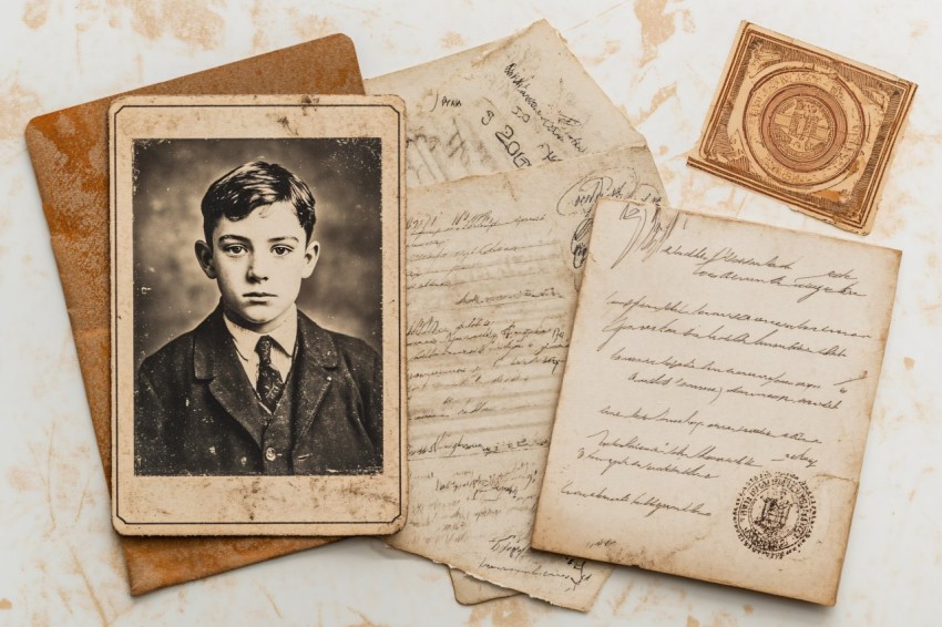 Antique ID Card Clipart with Vintage Photograph