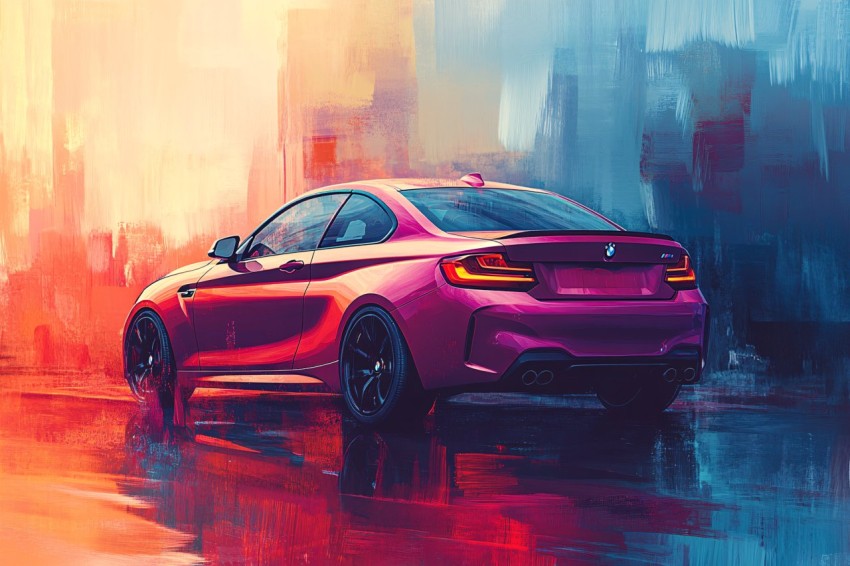 BMW M235i Rear View with AI Futuristic Theme