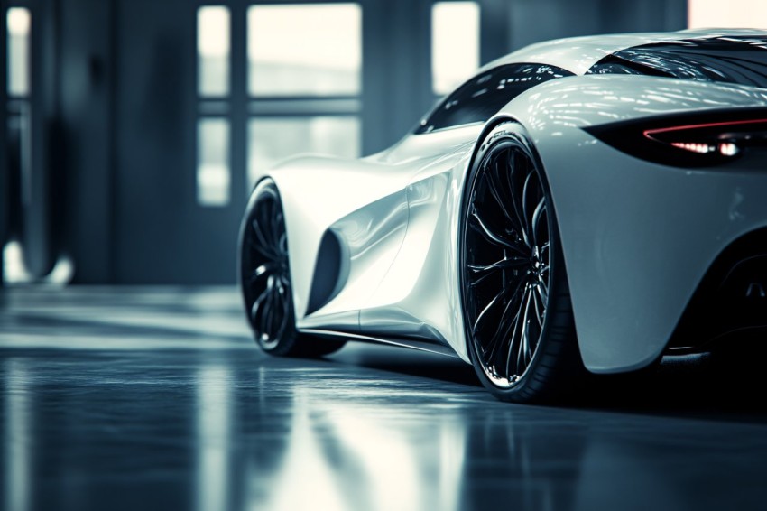 Metallic Pearl White Concept Car in Studio