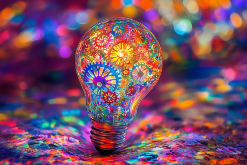 Bright Idea: A Lightbulb Filled with Colorful Gears