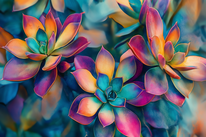 Vibrant Multicolored Succulents