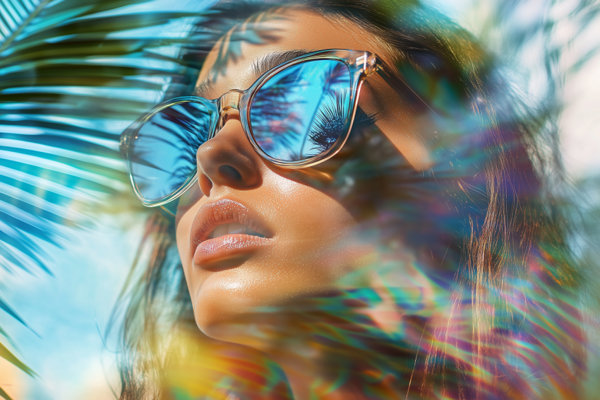 Tropical Reflections: Sun, Palm, and Sunglasses Dream