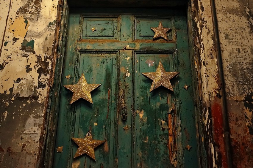 Stars Falling into Door from Overhead Perspective