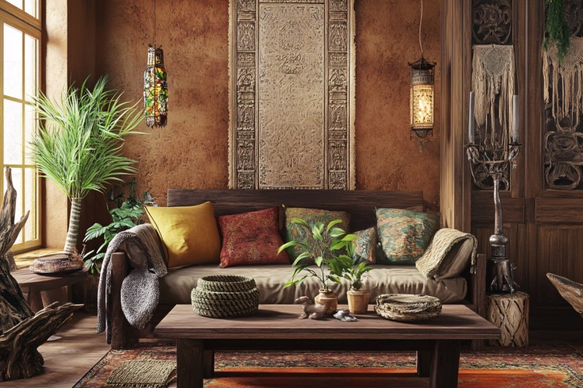 Boho Style Living Room with Natural Decor Elements