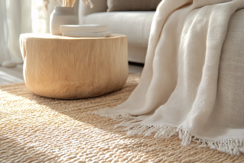 Scandinavian Interior with Warm Neutral Colors Close-Up