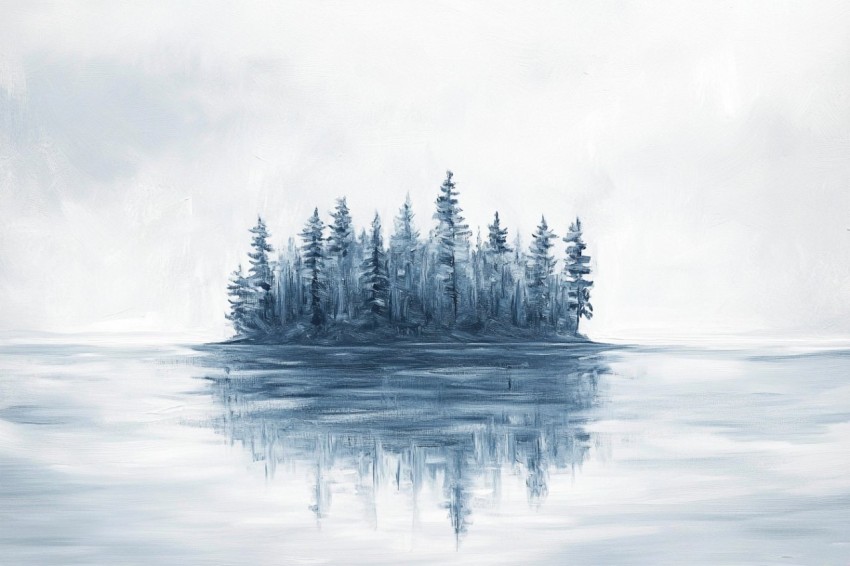 Island with Forest in the Sea, Scandinavian Minimalism