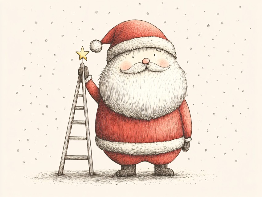 Nordic Santa Climbing Ladder to Decorate Christmas Tree