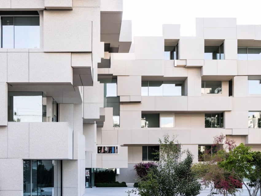 Apartment Building with Travertine Marble Facade