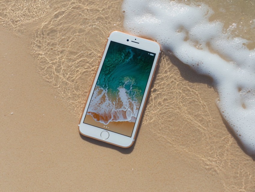 iPhone on Sandy Beach in Natural Setting