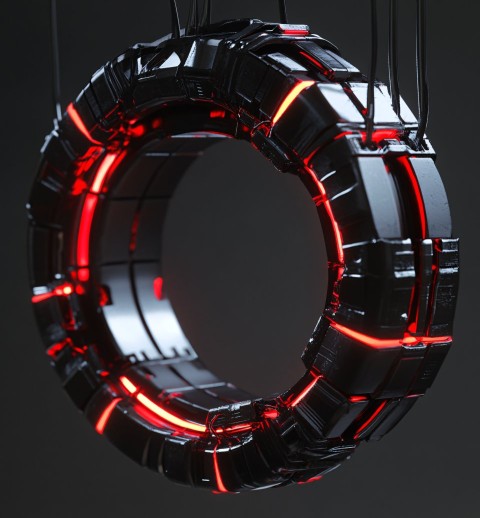 Mecha Sculpting Ring in Black and Red