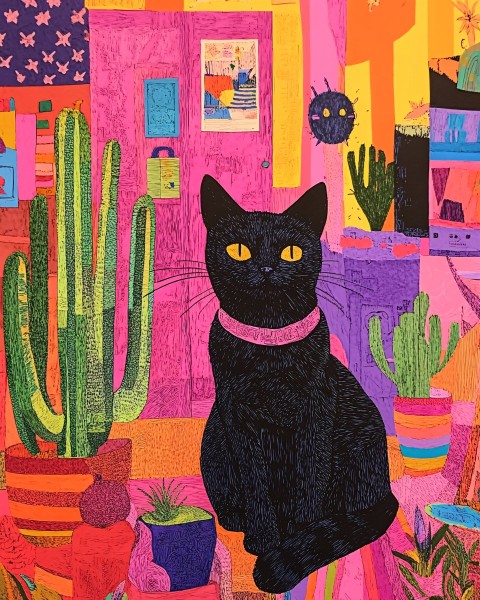 Neko Noir Eldritch Cactus Hypnagogic Maximalism Art