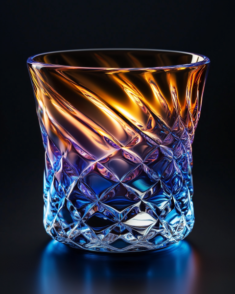 Elegant Crystal Glass with Reflective Light Effects