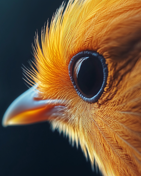 Macro Close-Up of a Bird's Eye and Feathers