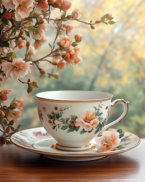 Elegant Tea Time - Floral China Cup