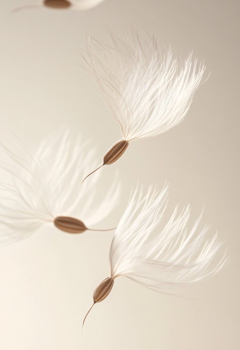 Floating Wispy Seeds in Elegant Minimalist Design