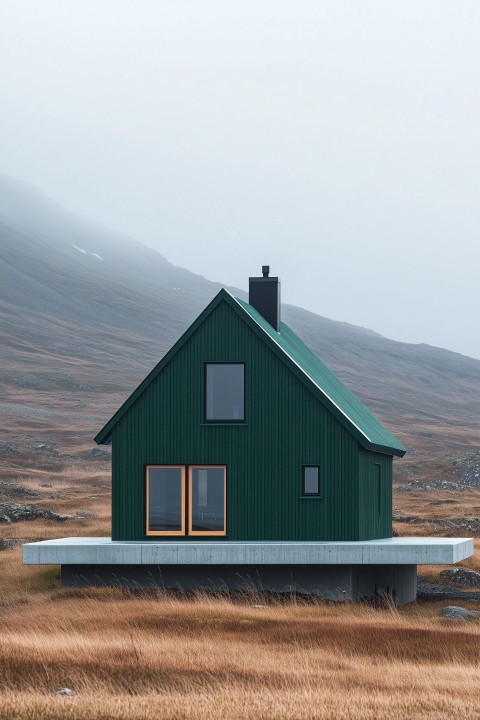 Modern Gable House in Icelandic Landscape