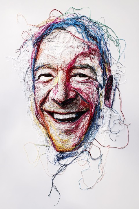 Textile Portrait of a Happy Turkish Man