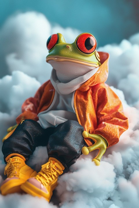 Colorful Frog in Oversized Streetwear