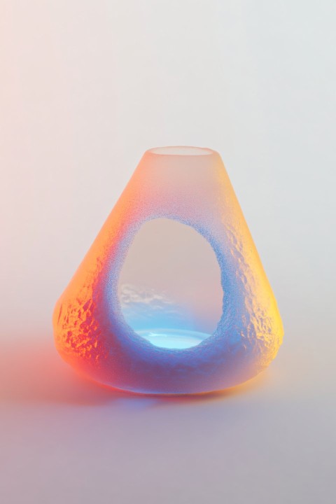 Frosted Glass Triangle with Blue-Orange Glow